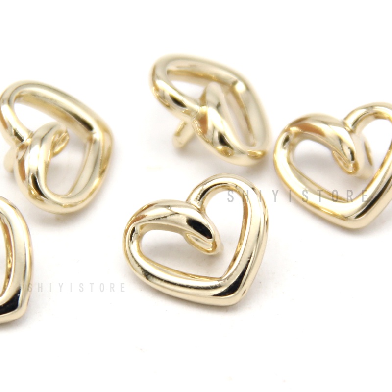 Set 10 Cúc Áo Kim Loại 12mm Hình Trái Tim Dễ Thương