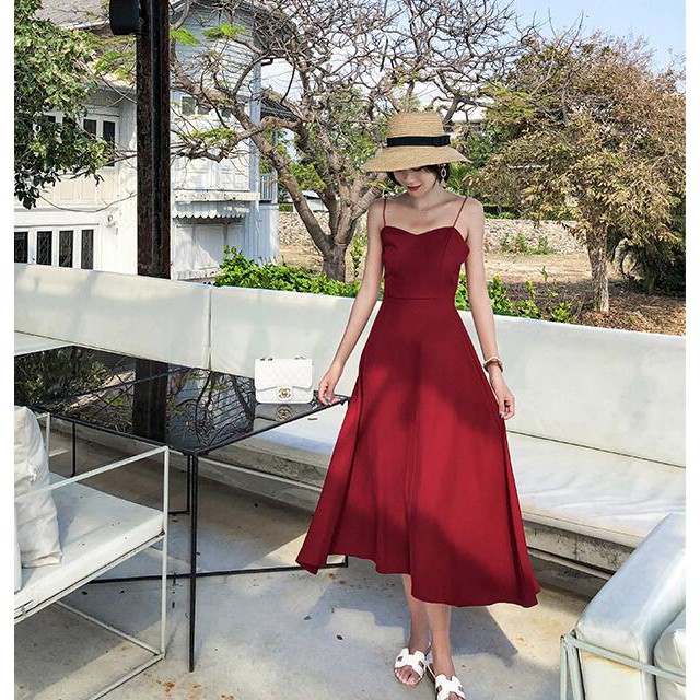 Đầm midi nữ thiết kế dây hở lưng thời trang | BigBuy360 - bigbuy360.vn