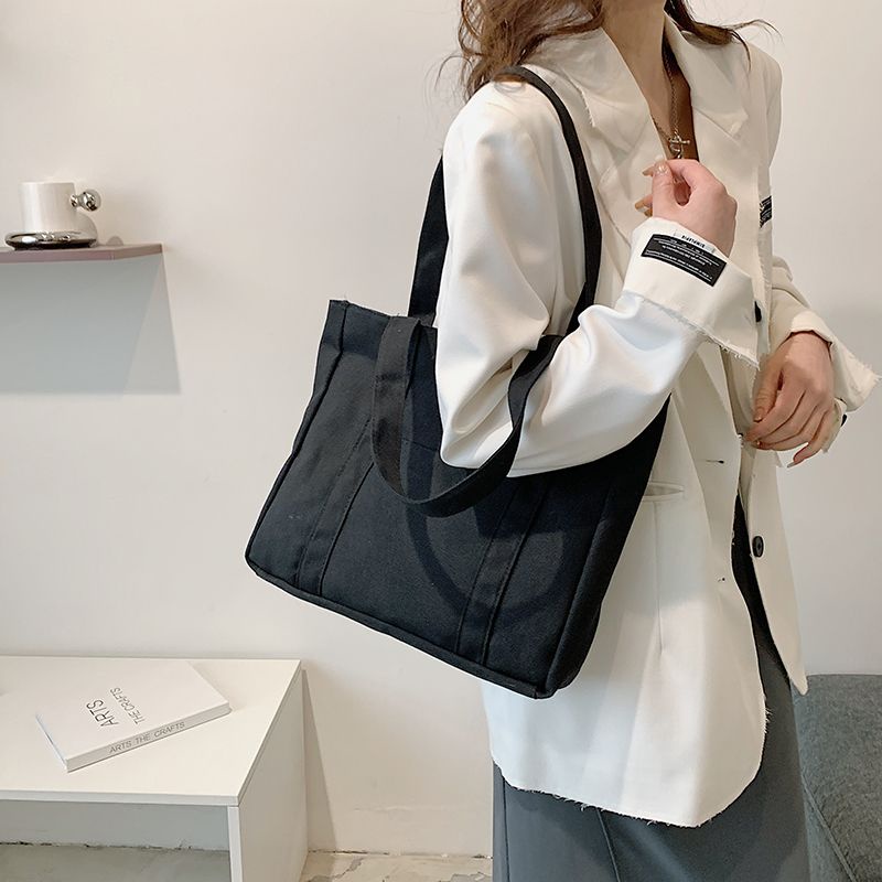 Túi Xách Canvas Cỡ Lớn Có Khóa Kéo Phong Cách Hàn Quốc Cho Nữ