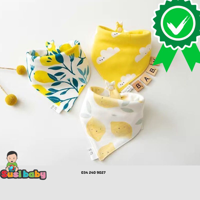 [HÀNG CAO CẤP] [SET 5 KHĂN] KHĂN YẾM TAM GIÁC CHO BÉ CHẤT LIỆU COTTON DÀY DẶN - HỌA TIẾT ĐÁNG YÊU - AN TOÀN