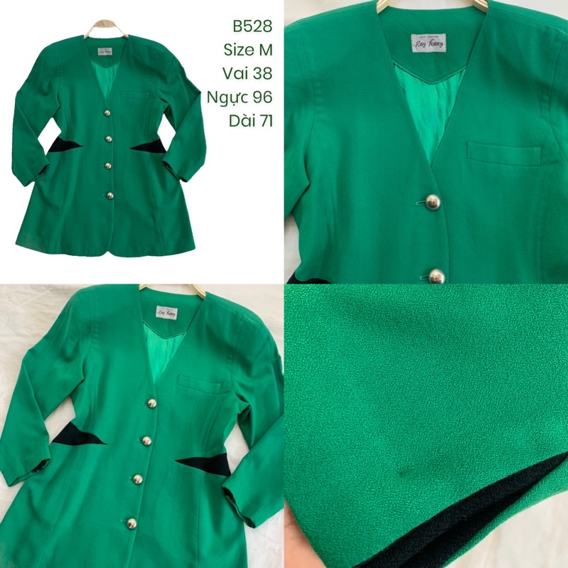Áo khoác blazer B528 cổ V có độn vai 2hand Hàn si tuyển ảnh thật