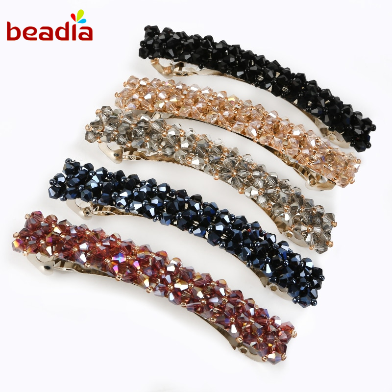 Kẹp tóc BEADIA đính đá pha lê nhân tạo 7 màu sắc tùy chọn thời trang dành cho nữ