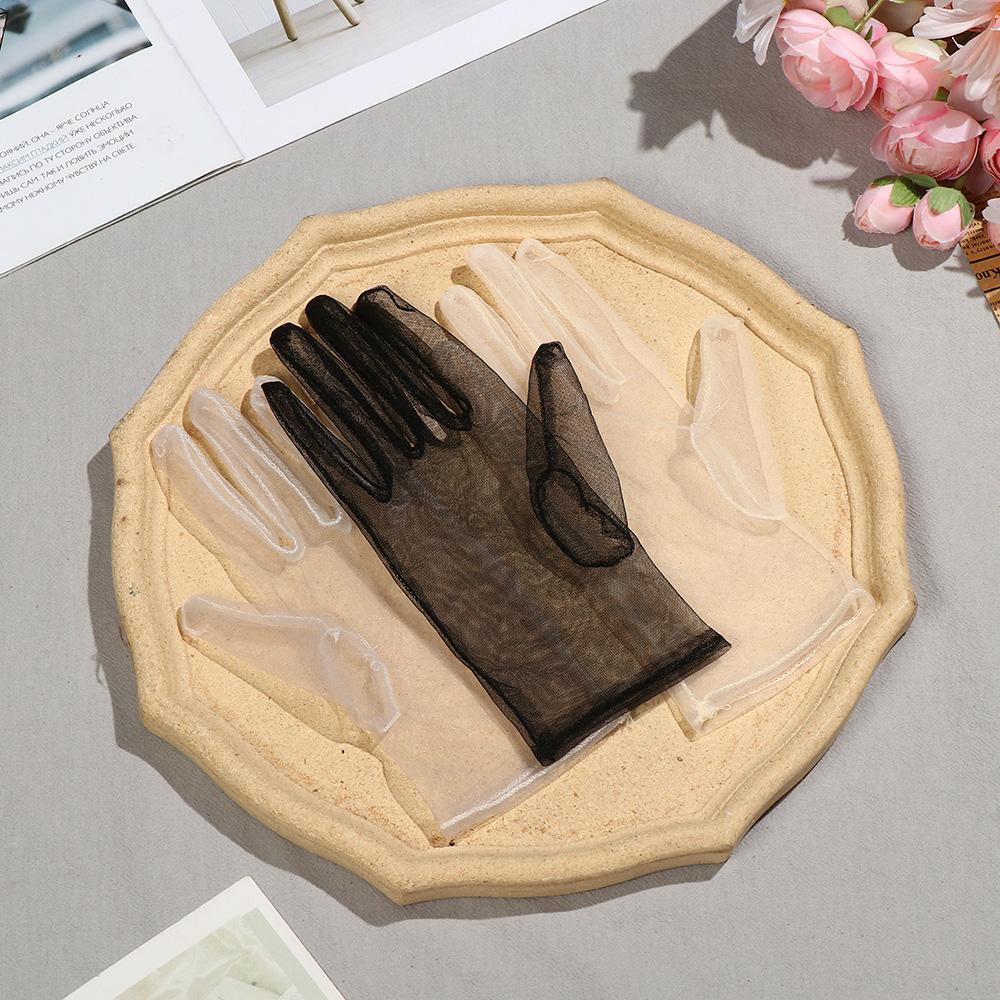 LUOL 1 Pair Tulle Gloves Long Finger Clothing Accessories Ultra Thin Bridal Gown Mittens