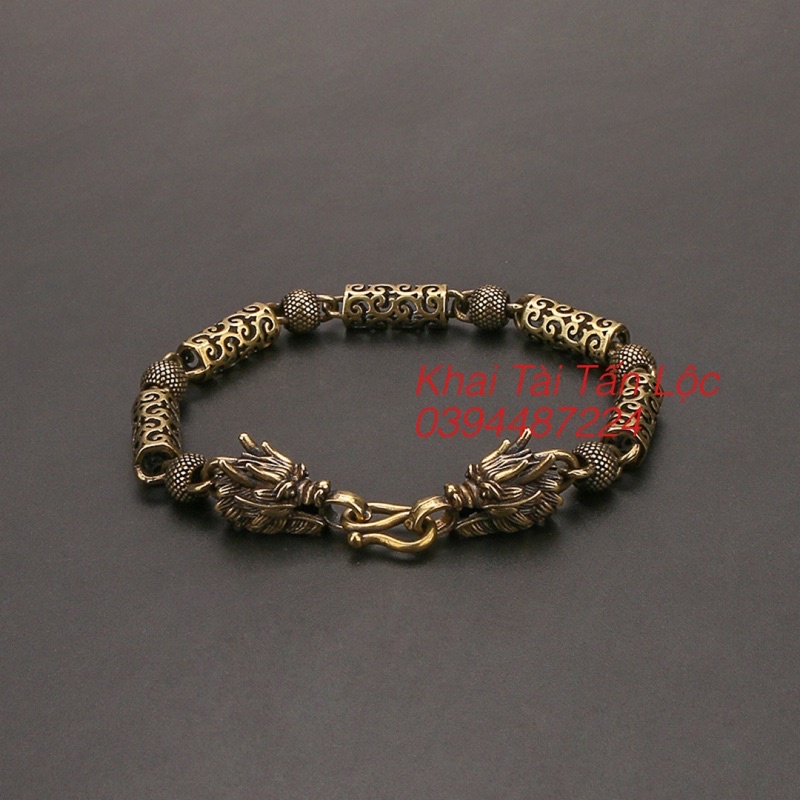 Lắc tay đầu rồng đốt trúc bằng đồng