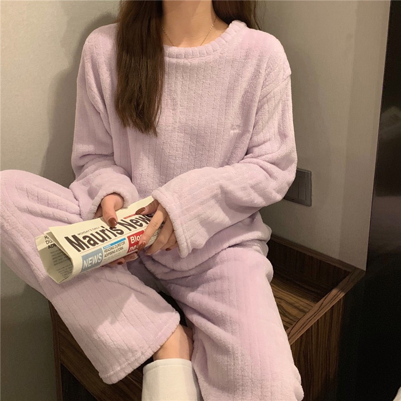 Đồ bộ ngủ nữ dễ thương, pijama, quần áo mặc nhà dài tay nỉ bông giữ nhiệt thu đông xuân QA13