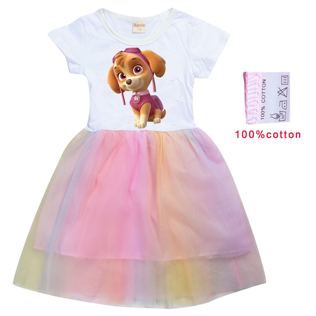 Áo Thun Bé Gái In Hình Chú Chó Cứu Hộ Dễ Thương 100cm-140cm/3.28ft-4.59ft