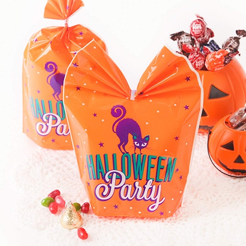 Set 10 Túi Nhựa Đựng Bánh Kẹo Phong Cách Halloween