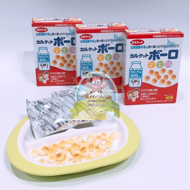 Bánh ăn dặm men bi sữa bò hiệu Calket Boro hộp 80gr