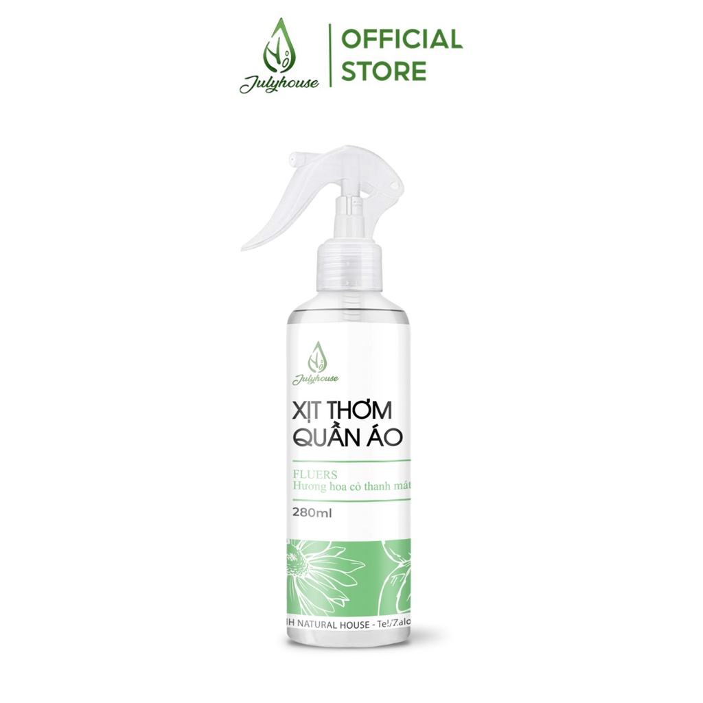Xịt thơm quần áo Fluers 280ml hương hoa cỏ thanh mát JULYHOUSE dành cho nữ