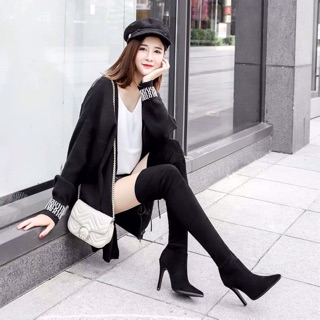 Bốt đùi gót nhọn 7p buộc dây ( kèm ảnh thật )
