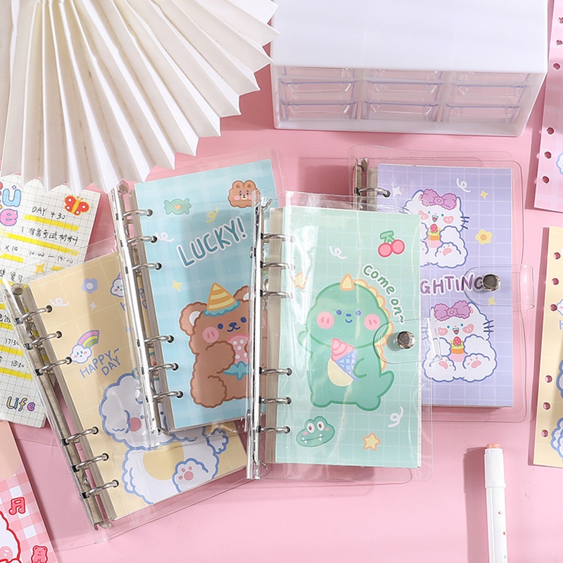 Bộ 100 Tấm Vỏ Bọc Trong Suốt Chống Thấm Nước Có Khóa Bấm Họa Tiết Hoạt Hình Cho Sổ Tay