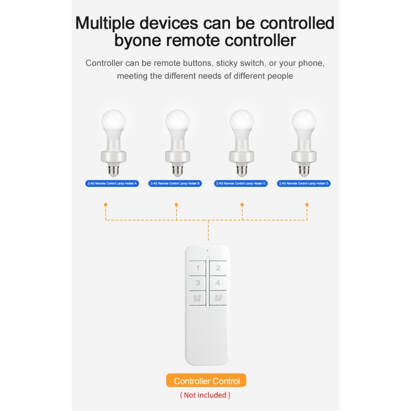 Chuôi Đèn E27 Thông Minh 2.4G Kết Nối Bluetooth Điều Khiển Từ Xa Bằng Ứng Dụng E27