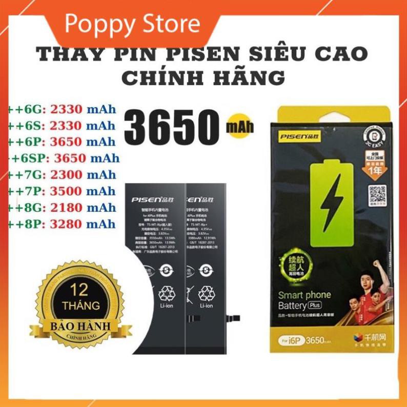 [ BẢO HÀNH 1 NĂM ] PIN PISEN DUNG LƯỢNG CAO PRO CHO IPHONE CÁC MÃ TỪ 6-7P