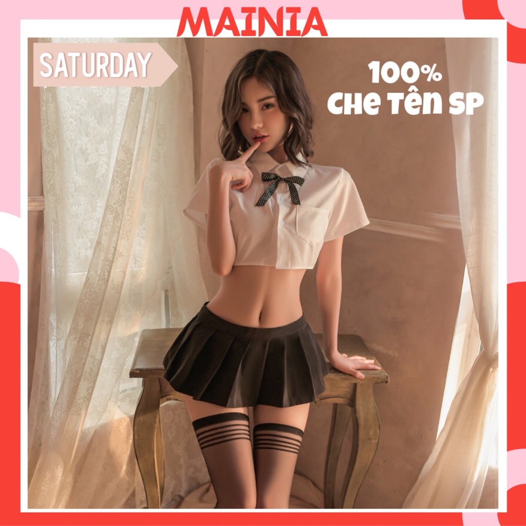 [ Hàng Đẹp] Set Đồ Ngủ Sơ Mi Cosplay Cô Học Sinh Dễ Thương Quyến Rũ Sexy Gợi Cảm Mainia Shop C80