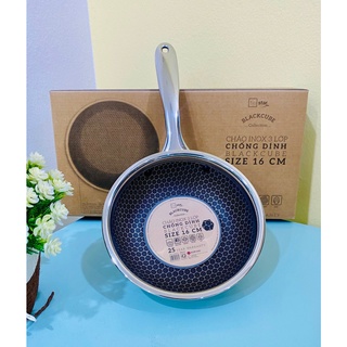 Chảo từ inox chống dính Black cube fivestar sâu lòng size 16-20-24-26