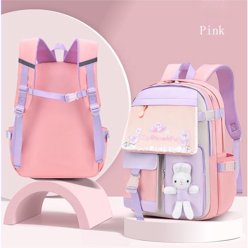 Balo Tiểu Học Bé Gái Hàng Cao Cấp_Ba Lô Đi Học Siêu Nhẹ Chống Thấm Nước Cho Bé Lớp 1-6