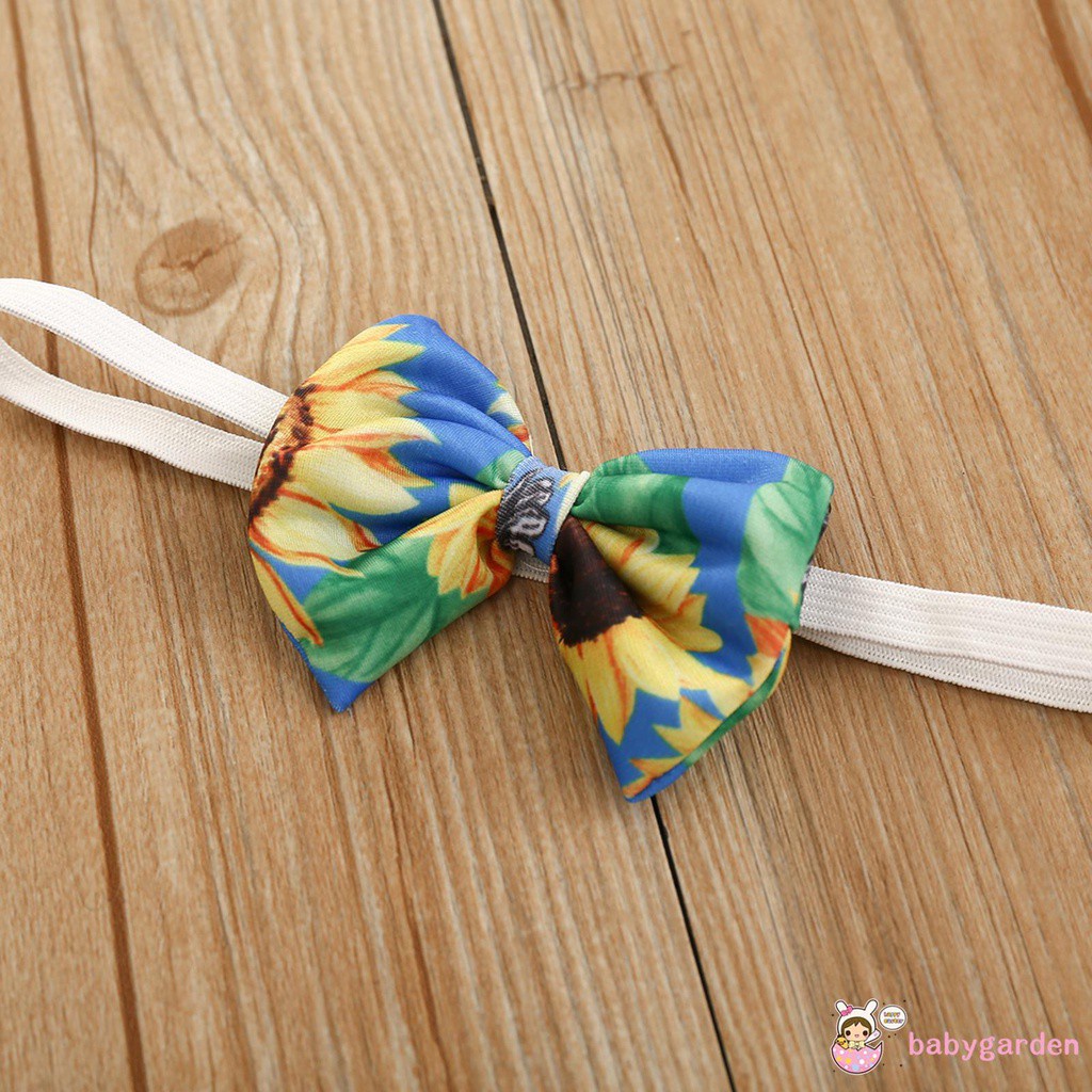 Bộ đồ bơi hai mảnh họa tiết hoa hướng dương áo lót và quần lót đi kèm băng đô cho bé gái