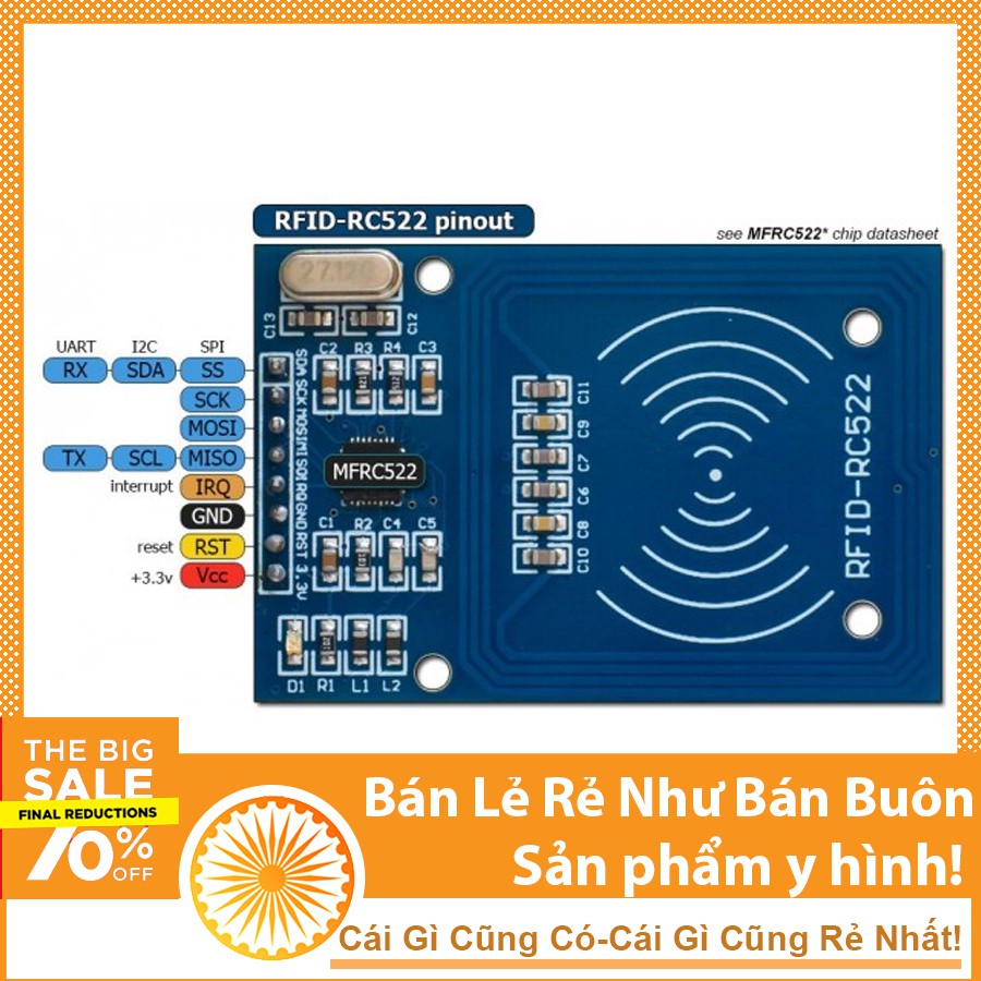 Anasa Mạch Giải Mã RFID RC522 NFC 13.56Mhz Kèm 2 Thẻ Mã Anasa