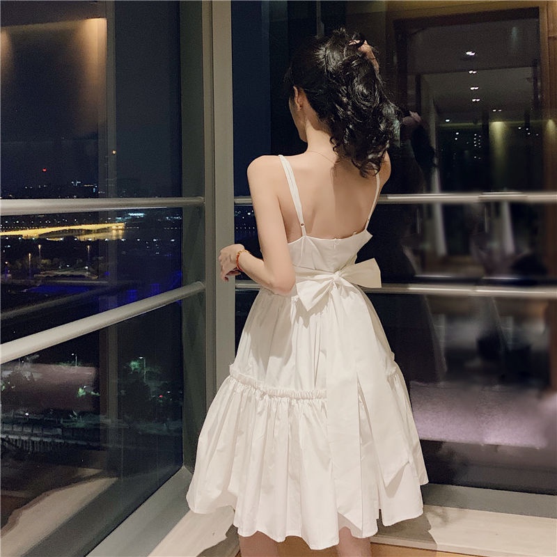 Đầm Chữ A Cổ Chữ V Thắt Nơ Màu Đỏ Phong Cách Hàn Quốc Size Lớn