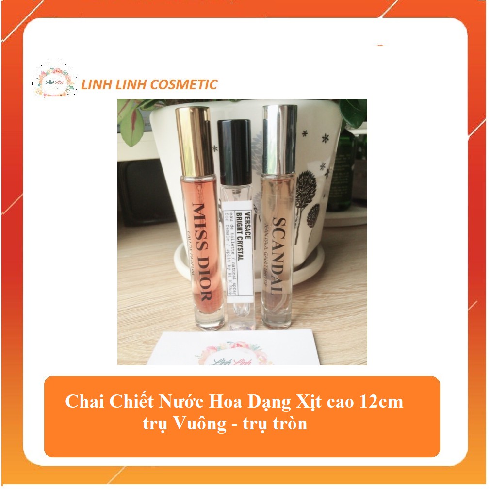 ( hàng loại 1) Chai Chiết Nước Hoa Dạng Xịt trụ Vuông cao / Chai Chiết Nước Hoa Dạng Xịt 10ml trụ tròn cao