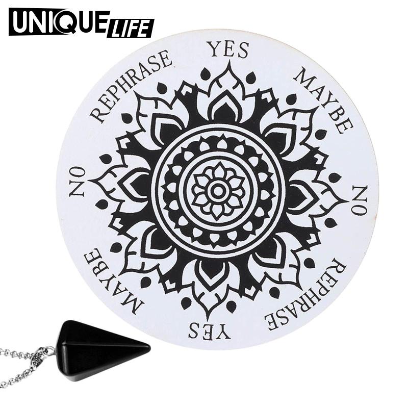 Bảng con lắc in họa tiết ngôi sao kèm chuỗi dây có mặt dây màu đen