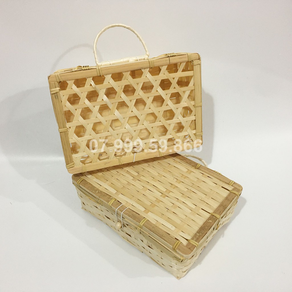 Hộp quà tết, hộp mây tre đan có tay cầm | BigBuy360 - bigbuy360.vn