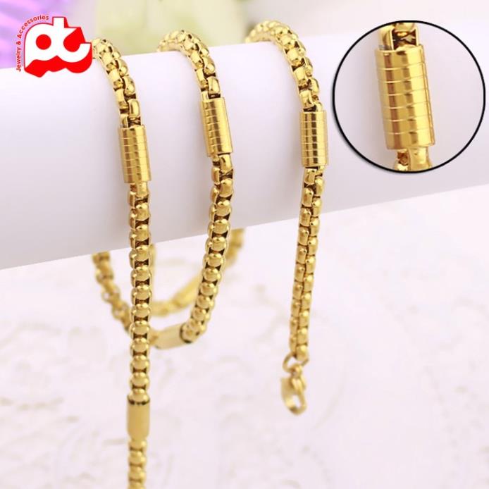 Dây chuyền nam cao cấp thời trang đẹp titan kiểu bọc khoanh chạm họa tiết tròn PT JEWELRY kích cỡ 4mm PTDCNA164