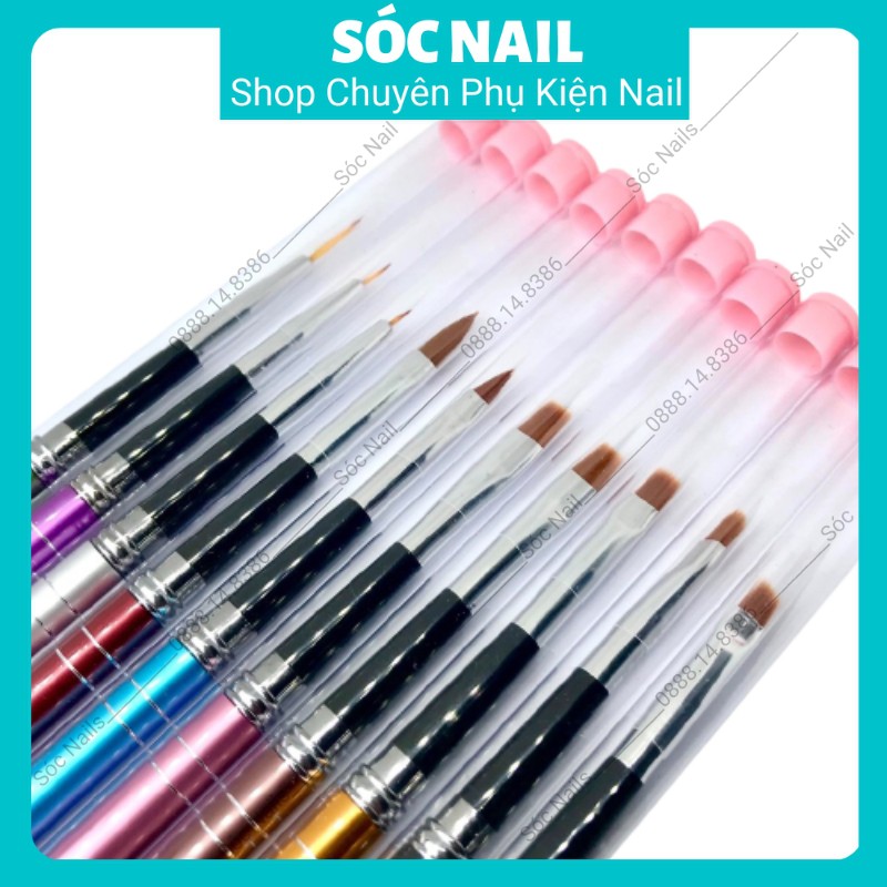 Bộ Cọ Nail 10 Cây Vẽ Móng Đủ Loại Cọ Nét, Cọ Hoa Cúc, Cọ Bản, Cọ Màu Nước