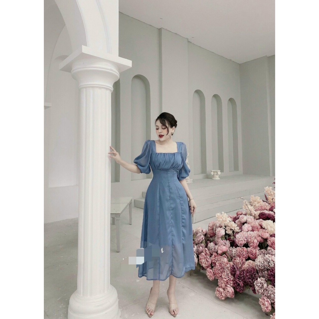 Đầm nữ tiểu thư chiffon xếp ly 2 lớp | BigBuy360 - bigbuy360.vn