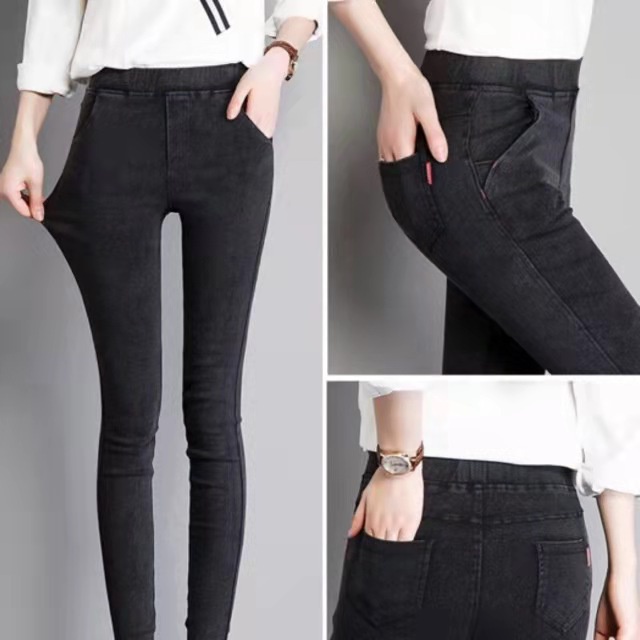 (Có bigsize)Quần Legging giả Jean cạp cao ôm dày giãn tốt hai loại lót lông không lót lông