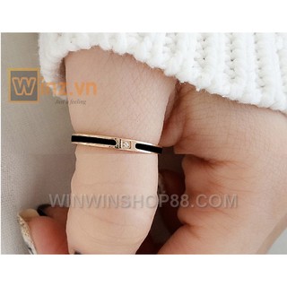 💍💍 Nhẫn cặp Titan đính đá N259 (màu đen, viền đồng) 💍💍- Winz.vn