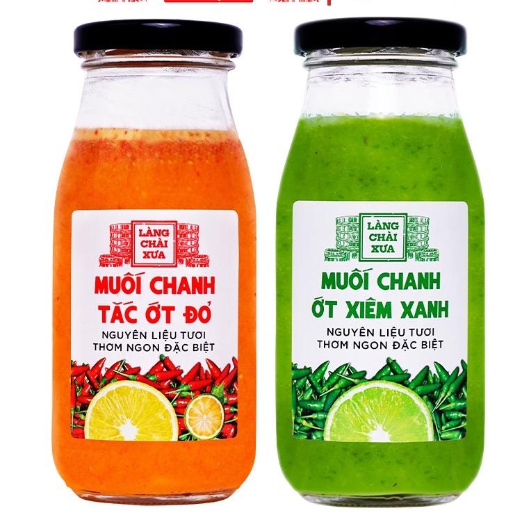 Muối ớt đỏ chanh tắc cao cấp Làng Chài Xưa, nguyên liệu tươi, thơm ngon đặc biệt, chai thủy tinh 300gr