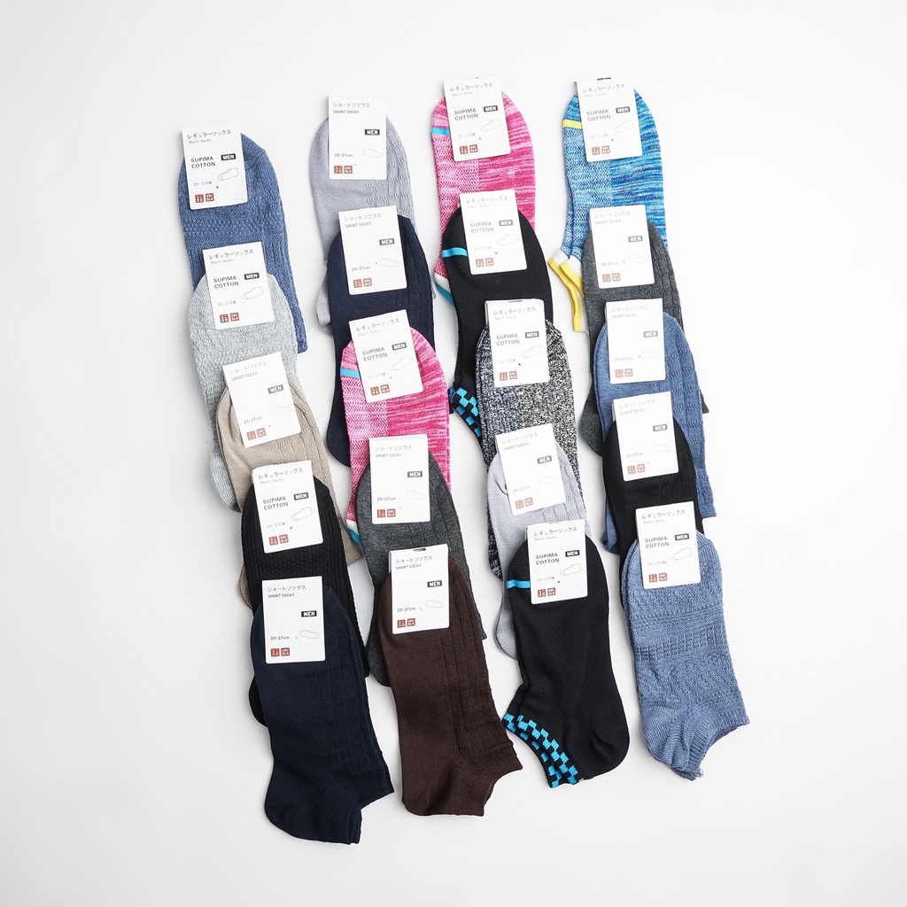 1 Đôi Tất Vớ Chân Uniqlo 3 màu thoáng khí, thấm hút mồ hôi, co giãn cao cấp xuất xịn chính hãng