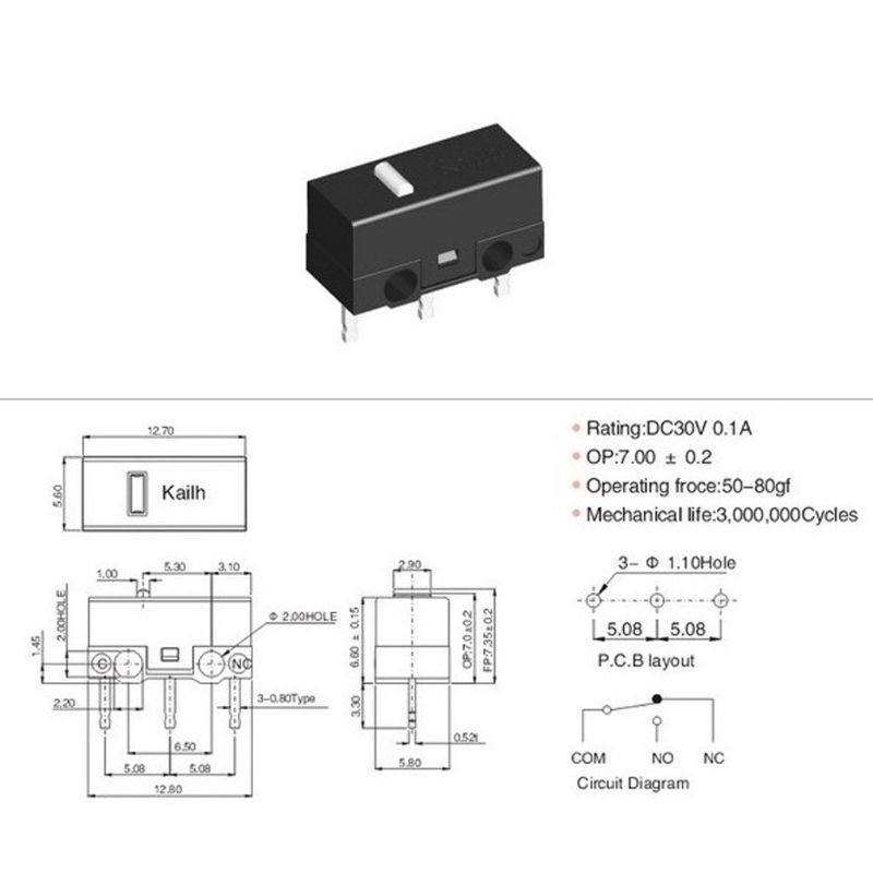 Bộ 10 công tắc micro chuyên dụng cho chuột máy tính màu đen chấm trắng