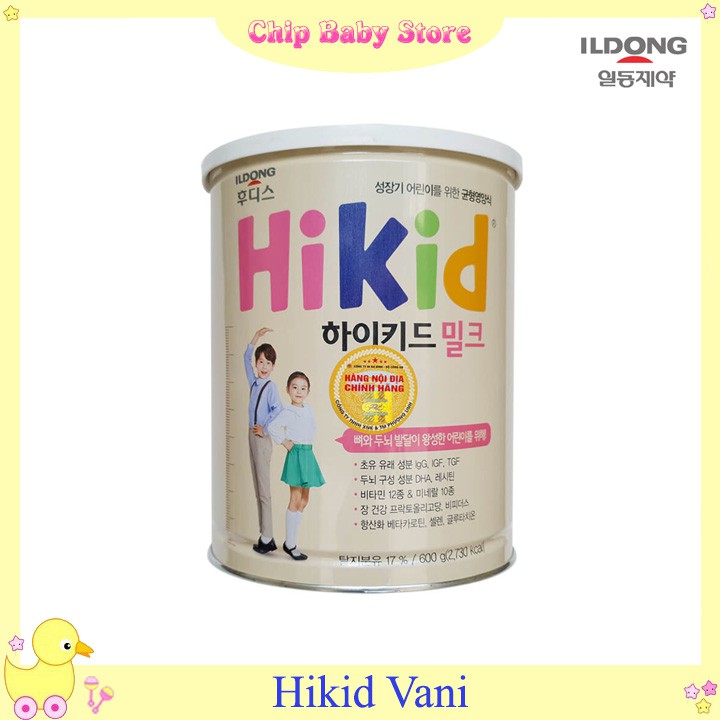 Sữa Hikid Tăng Chiều Cao - Hikid vani/ Hikid Premium/ Hikid Dê Núi - 600gram (Date 2023) (Có tem chống hàng giả)