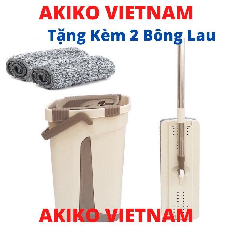 Bộ cây lau nhà ,chổi lau nhà thông minh tự vắt TẶNG Kèm 2 miếng lau siêu sạch,akiko vietnam