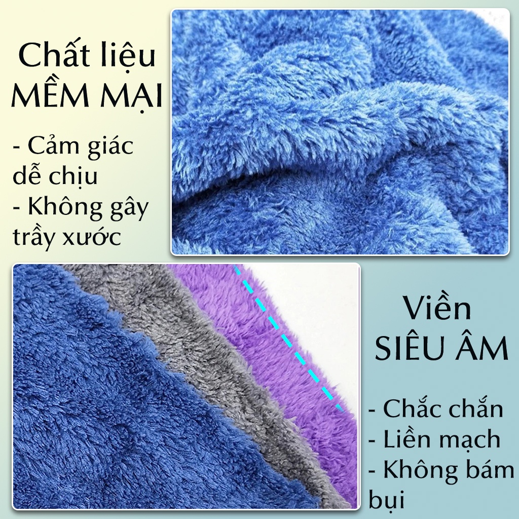 Khăn lau ô tô xe hơi cao cấp TINTIN AUTOCARE lông cừu dày siêu mềm siêu thấm nước gấp 5 lần trọng lượng khăn