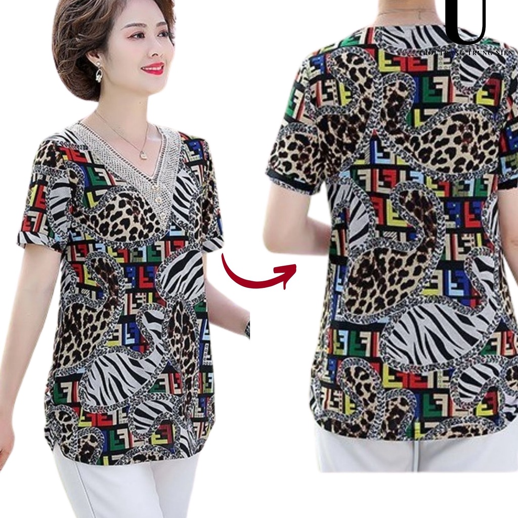 Áo mẹ trung niên cao cấp thời trang nữ trung niên cho mẹ mùa hè UM6
