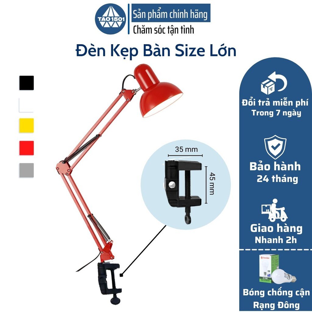 Đèn học kẹp bàn PIXAR Bóng LED Rạng Đông Chống Cận Bảo Vệ Mắt Bảo Hành 2 Năm Tao1501 - BA001