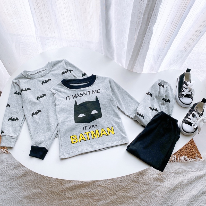 BỘ DÀI TAY BATMAN 2 MÀU SIÊU COOL CHO BÉ