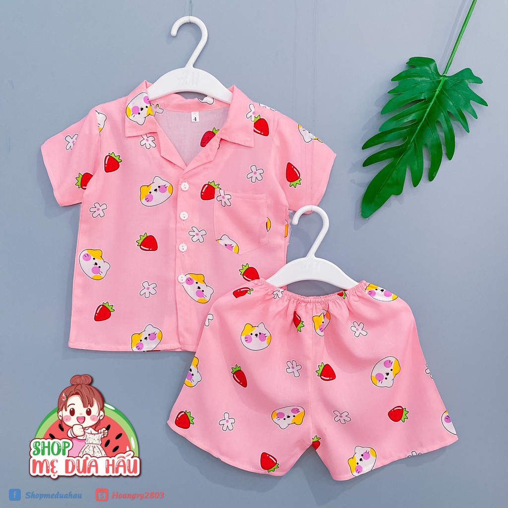 Bộ tole lanh Pyjama ngắn bé gái 8-32kg (Link 1)