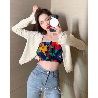 Cocorygirl Áo croptop hai dây / áo khoác Cardigan xinh xắn dành cho phái đẹp
