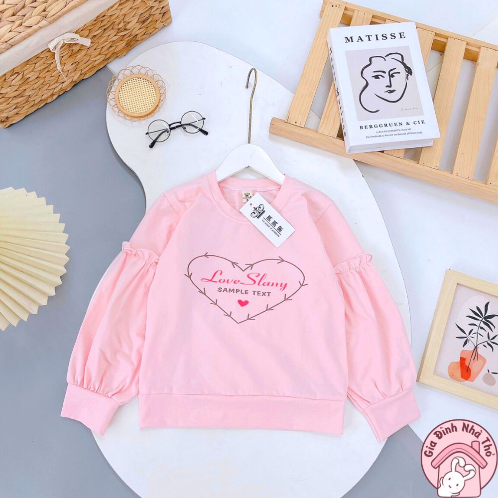 Áo cotton dài tay giữ nhiệt thu đông bé gái đi học đi chơi