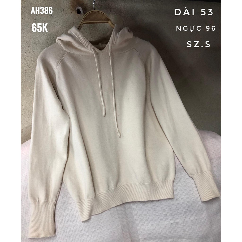 AH386 Áo Hoodie nam nữ Len be trơn có mũ form nhỏ size S hàng2hand TIEM2021