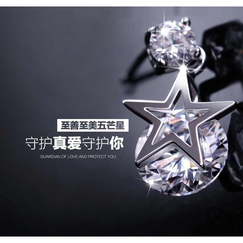 Khuyên Tai Ngôi Sao Đính Đá Zircon Phong Cách Hàn Quốc