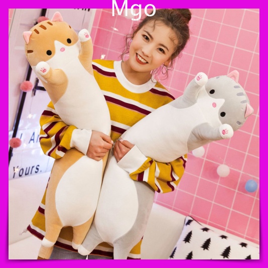 Gối Ôm Gấu Bông Mèo Dài Mền Mại Bông Tuyết Siêu Mịn Siêu Mát Dễ Thương Ôm Ngủ Cực Thích Big Size 110Cm