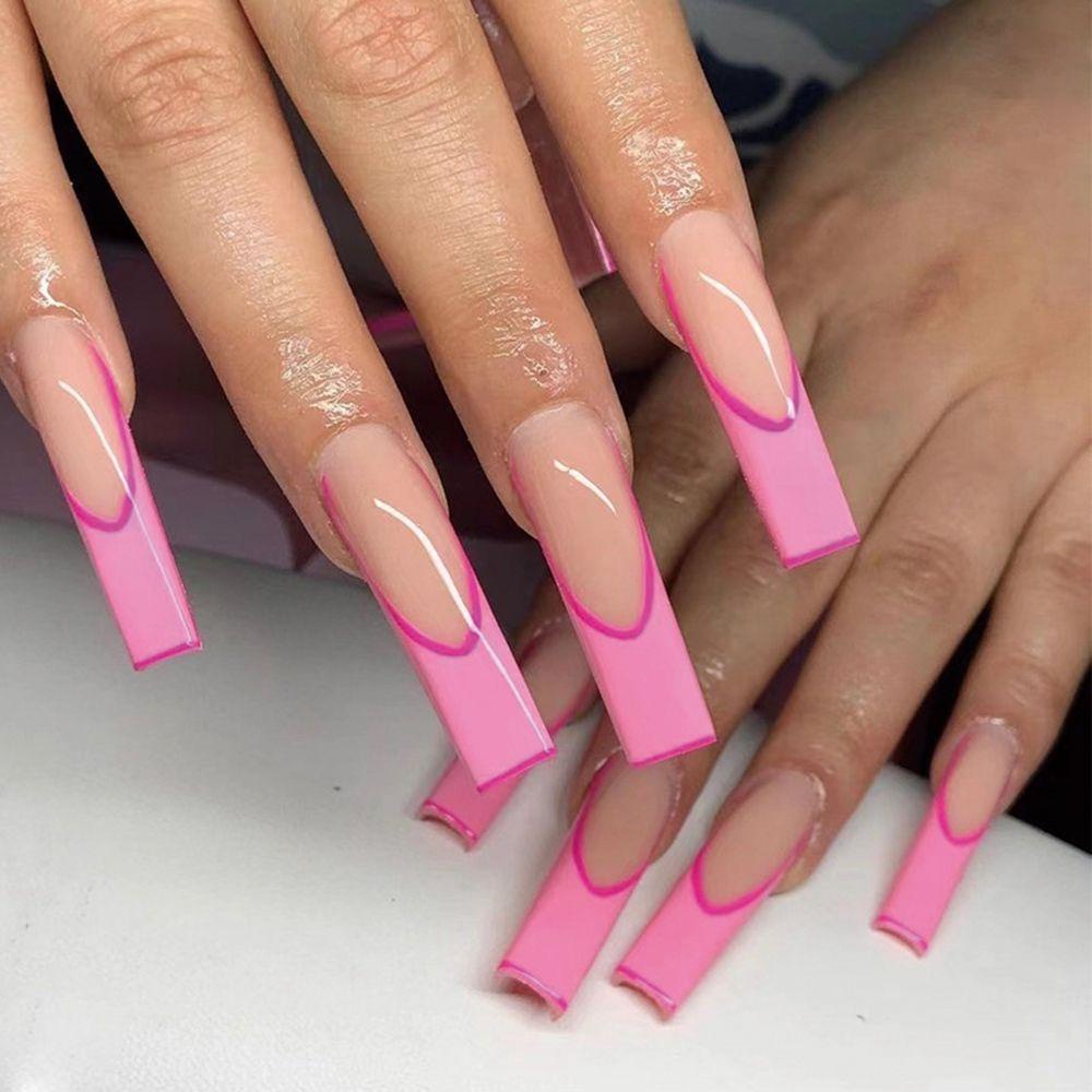 Bộ 24 Móng Tay Giả Dạng Nhấn Che Phủ Toàn Diện Họa Tiết Hoa Bướm Kiểu Pháp