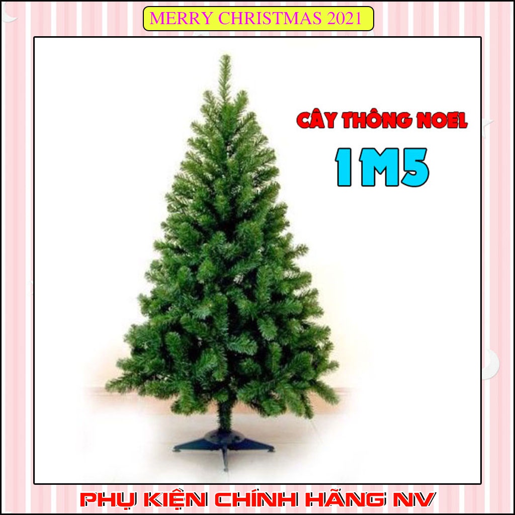 Cây thông noel 1m5 trang trí giáng sinh cho nhà cửa, phòng khách, phòng ngủ kèm dây kim tuyến và ngôi sao đẹp lung linh