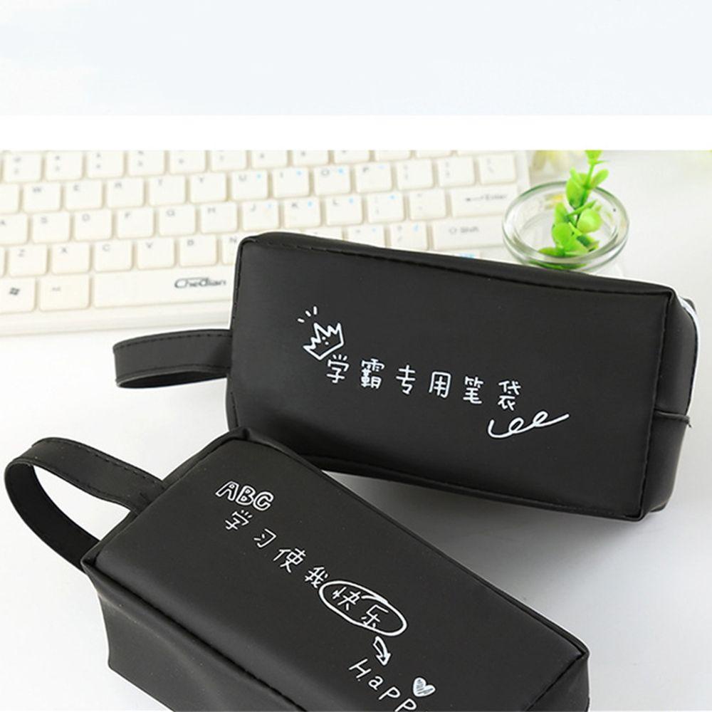 Hộp Đựng Bút/Đồ Trang Điểm Bằng Silicon Màu Đen Thời Trang Cho Học Sinh