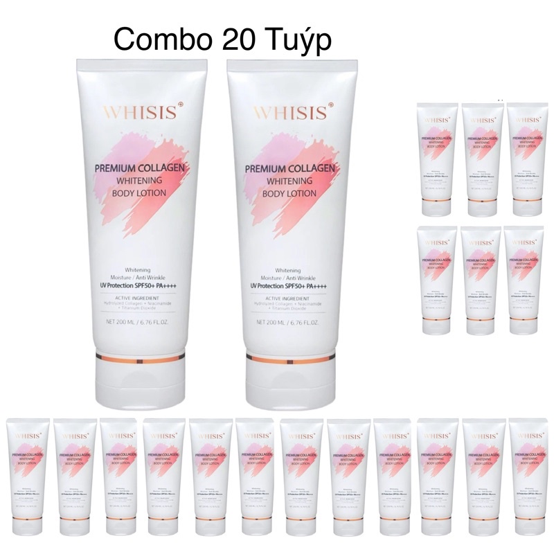 COMBO 2 Tuýp Kem Dưỡng Thể Trắng Da Whisis Premium Whitening Body Lotion 200ml